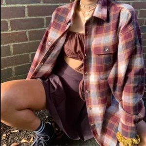 Collusion Oversized Shacket Brown